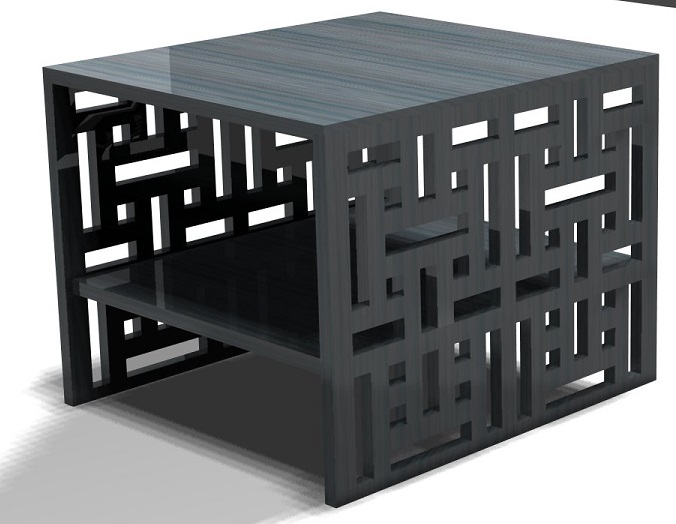 Coffee table sqaure 450 x 450 blue - magazine shelf